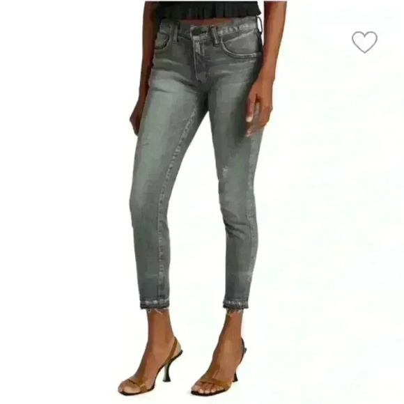 MOUSSY VINTAGE Gray MV Cadet Skinny Distressed Jeans Made in Japan  Size 24 - Picture 1 of 10